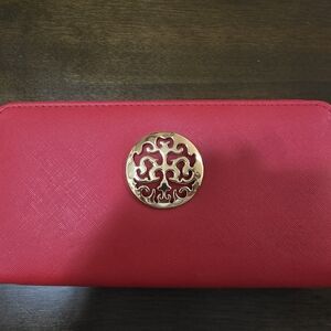 Elegant Red Clutch with Gold Accent